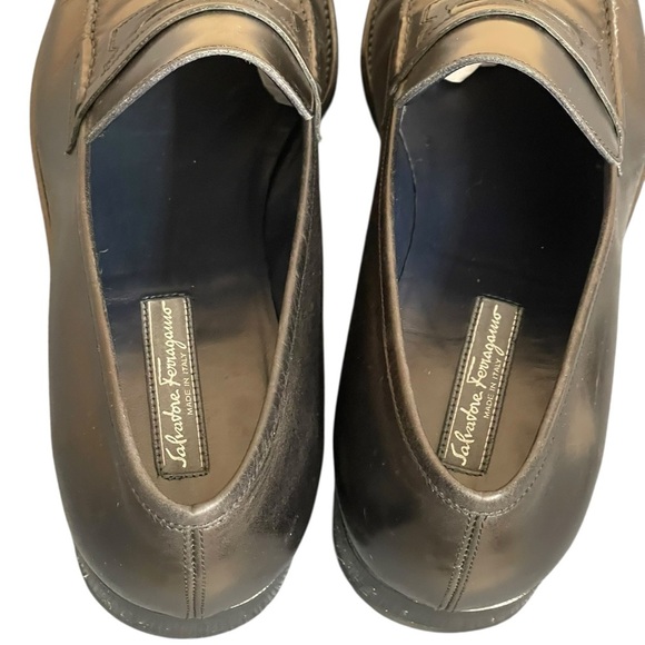 Salvatore Ferragamo Tramezza Black Leather Loafers Classic Slip-On Design SZ 13D main image 4